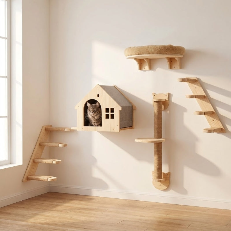 Arbre à Chat Mural XXL Solide — Spécial Maine Coon & Grands Chats | LesMistigris