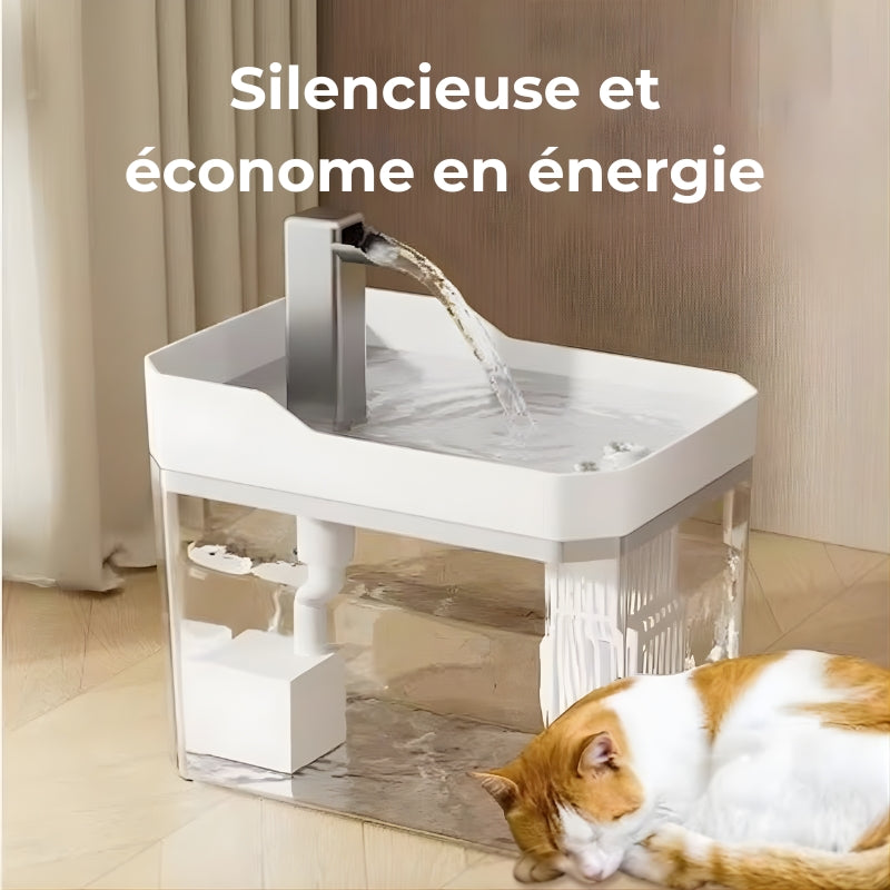 Fontaine à eau pour chat bec inox brossé — eau en mouvement 24h/24 encourage à boire