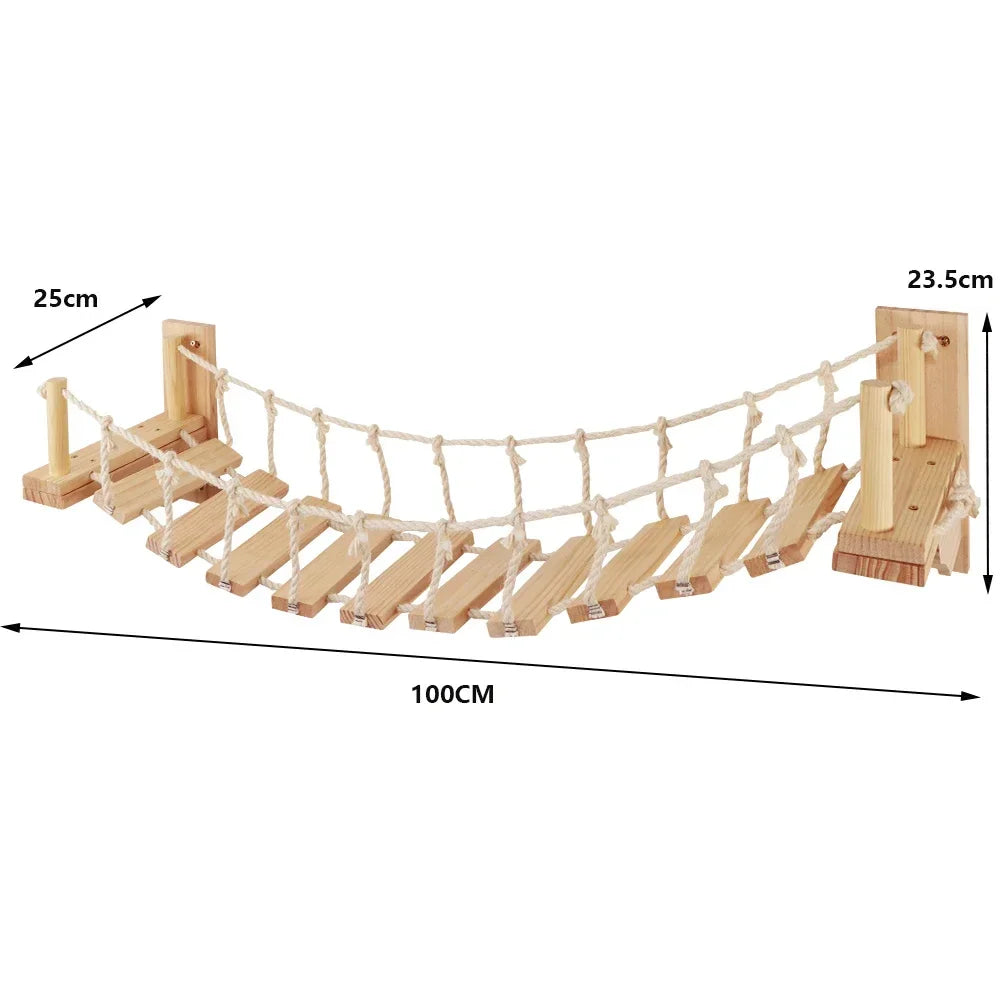 Parcours Mural Chat Complet en Bois Naturel — Pack Aventure | LesMistigris